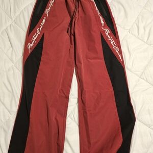 Red and Black Men’s Track Pants with Side Script